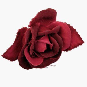 Red Rose Hair Clip Wine Brugandy Vintage Flower Hairpin